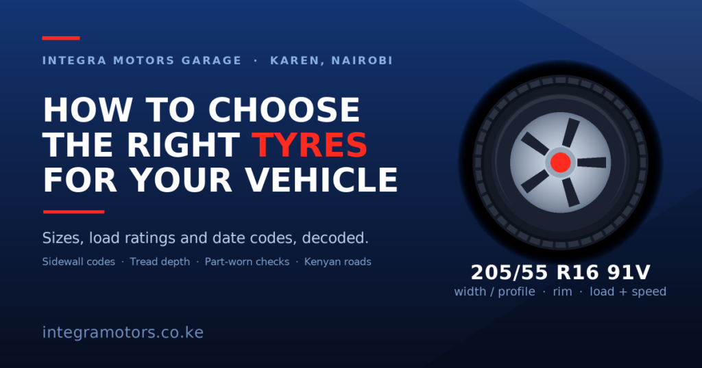 Car tyre and alloy wheel with the sidewall code 205 55 R16 91V explained, a guide to choosing tyres in Kenya